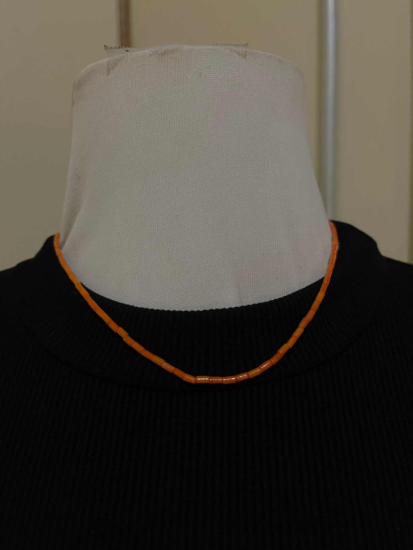 17" Orange Coral Beaded Necklace