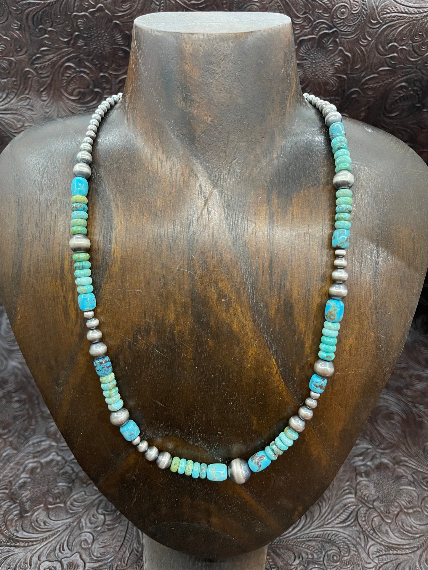 18''+1'' Extender Turquoise & Navajo Style Pearl Necklace