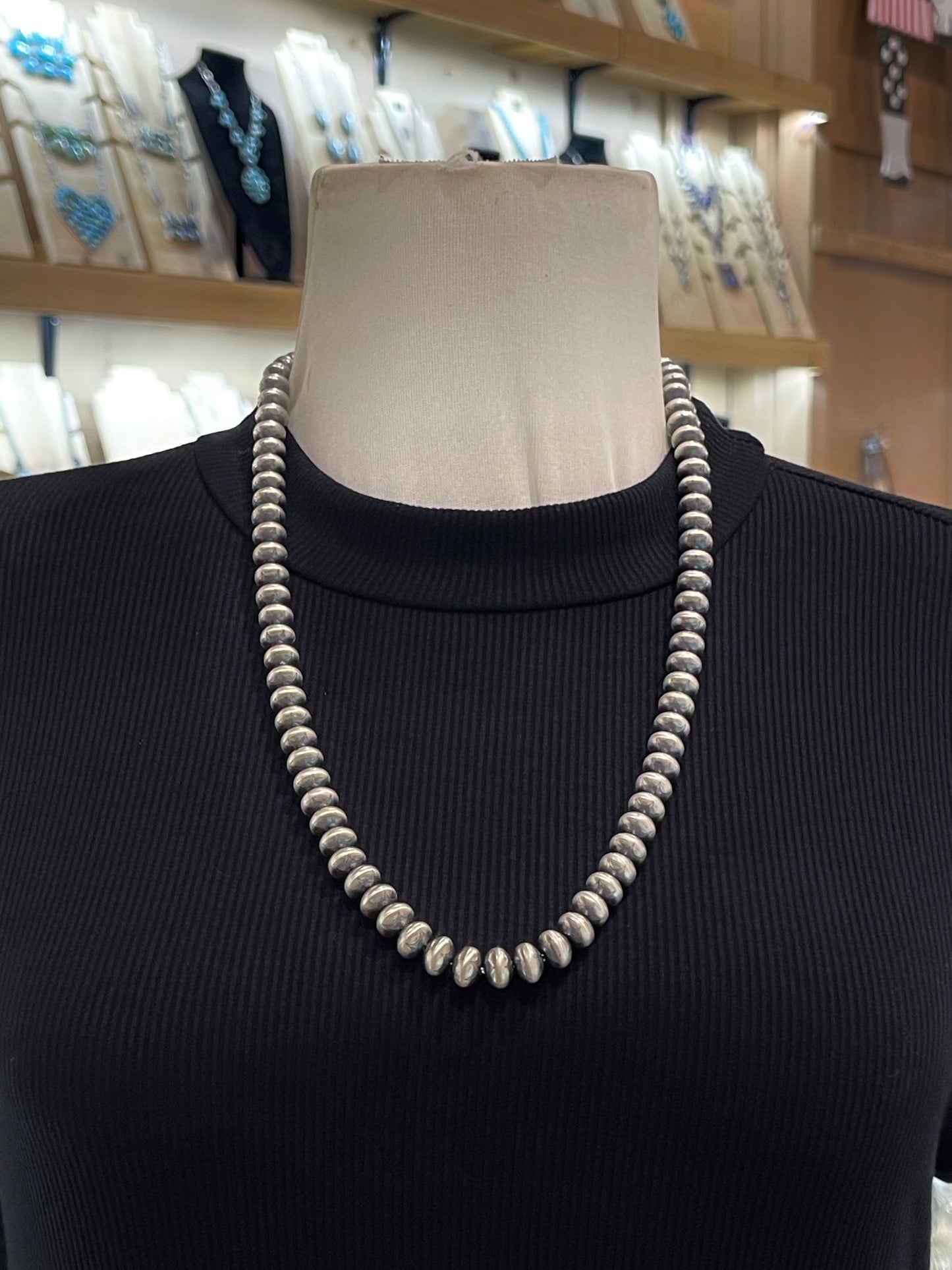 24" 9mm Handmade Navajo Pearl Necklace by Bryannen Halwood, Navajo