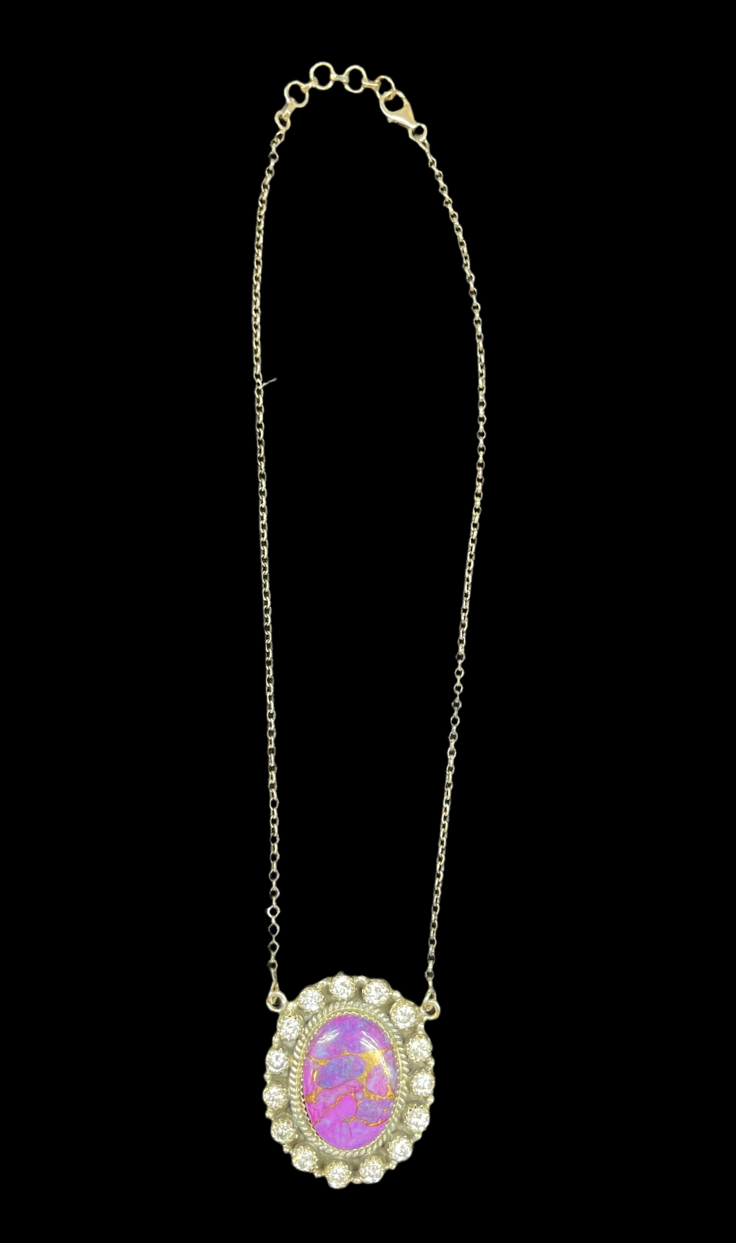 Purple Mojave and CZ Crystal Necklace; HADA Collection