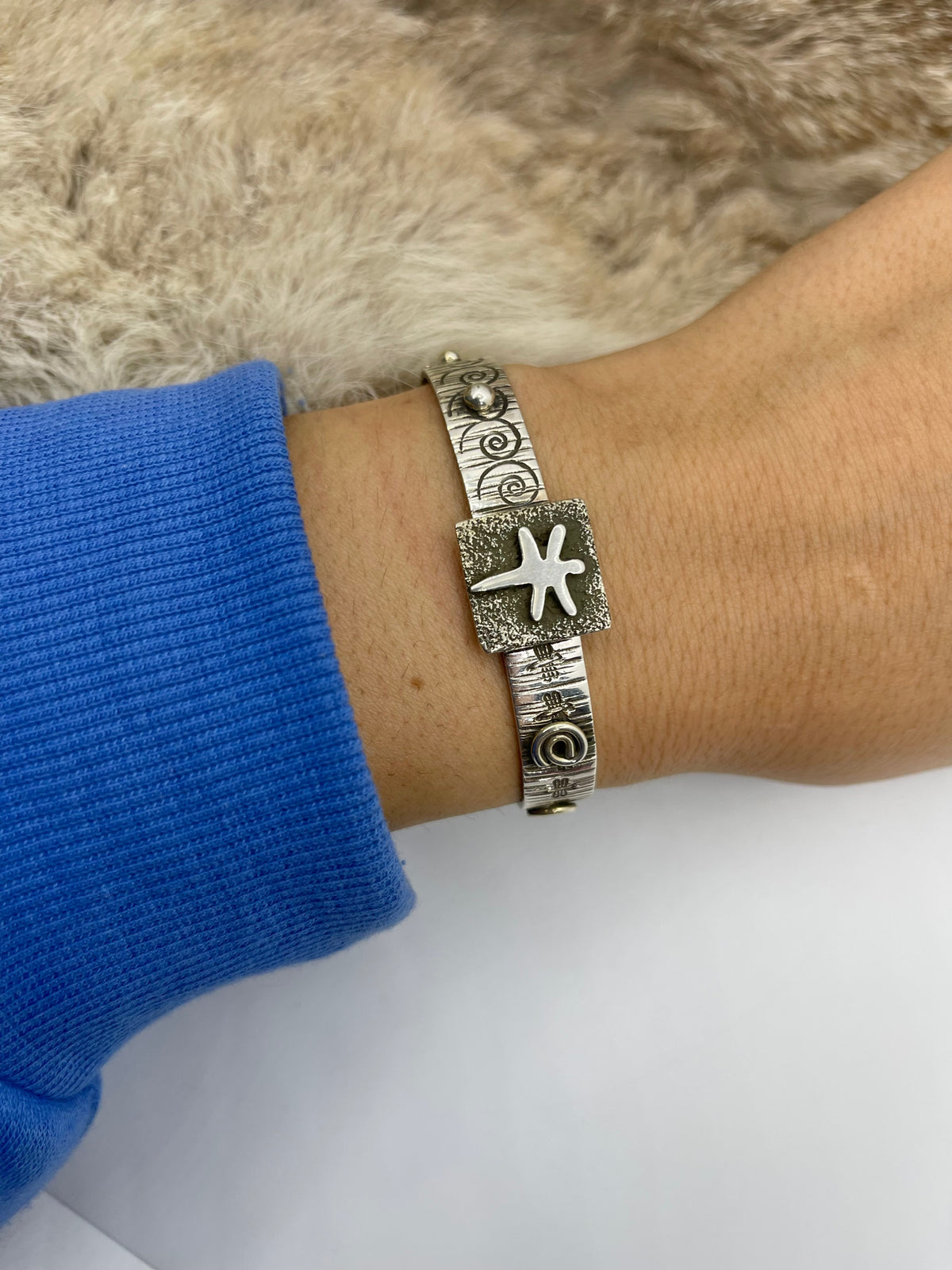 6”-7” Dragonfly Mini Petroglyph Cuff by Alex Sanchez, Navajo