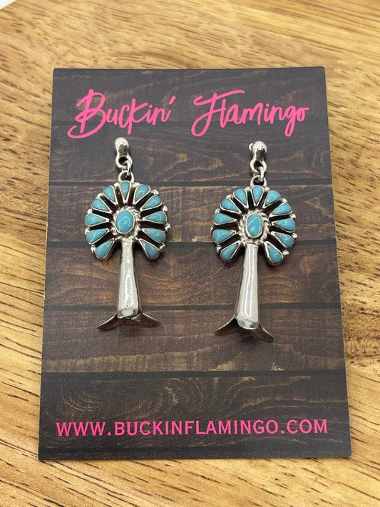 Turquoise Blossom Post Dangle Earrings