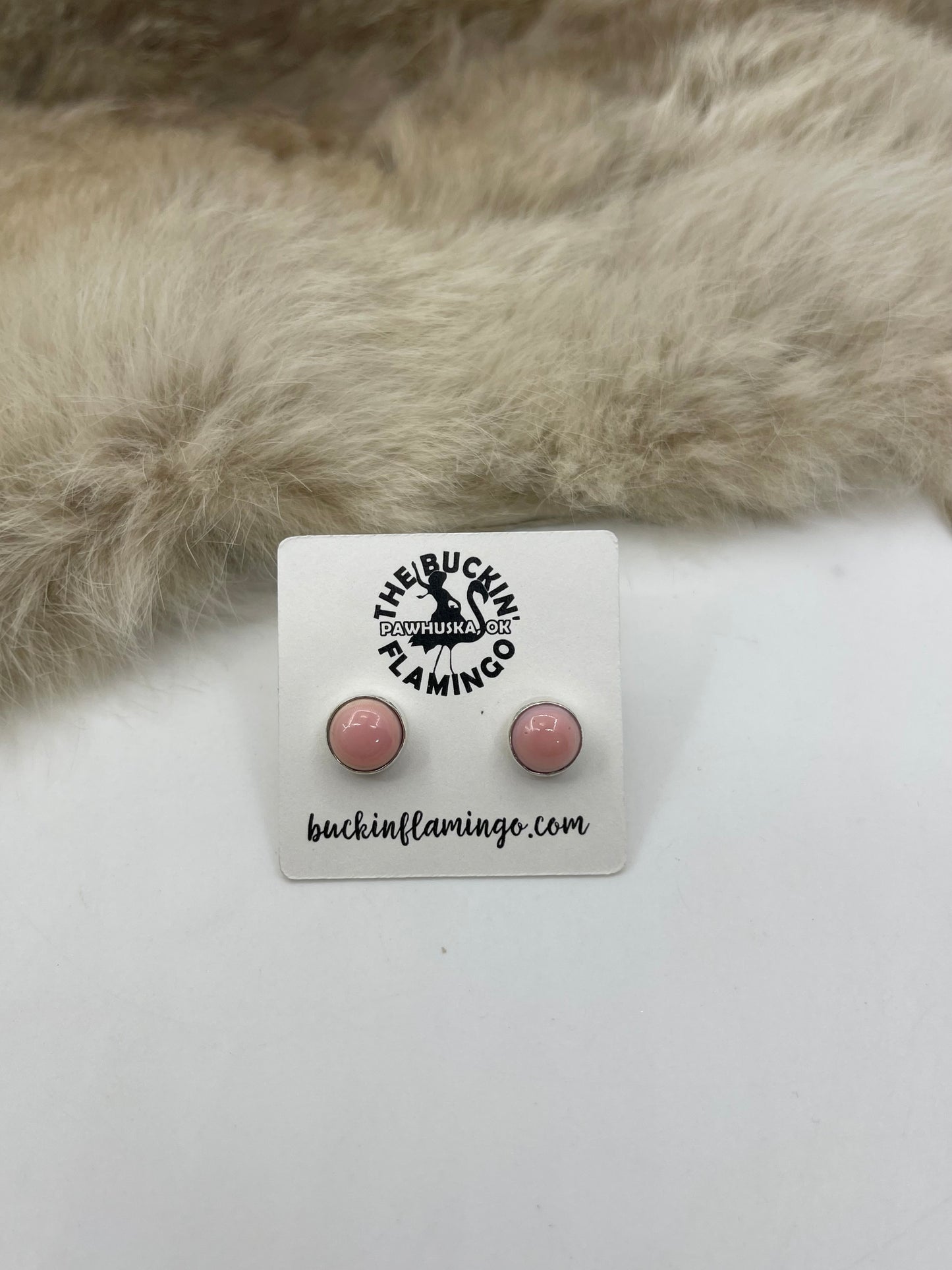 9mm Pink Conch Shell Stud Earrings