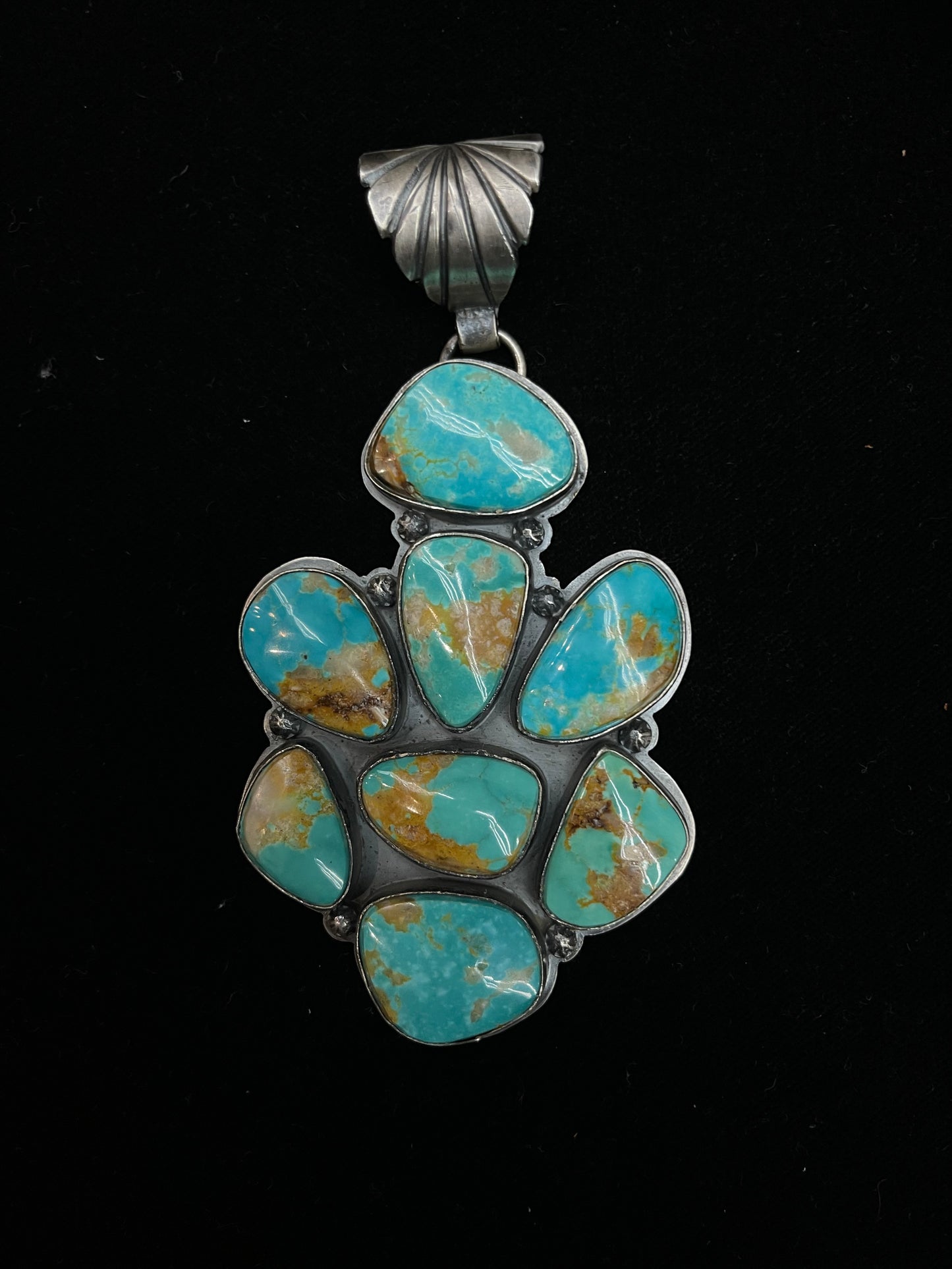 15mm Kingman Heavy Pendant with a 15mm Bale by Steven Nez, Navajo