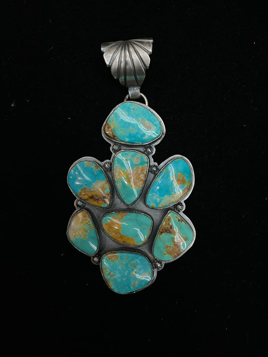 15mm Boulder Ribbon Turquoise Heavy Pendant with a 15mm Bale by Steven Nez, Navajo