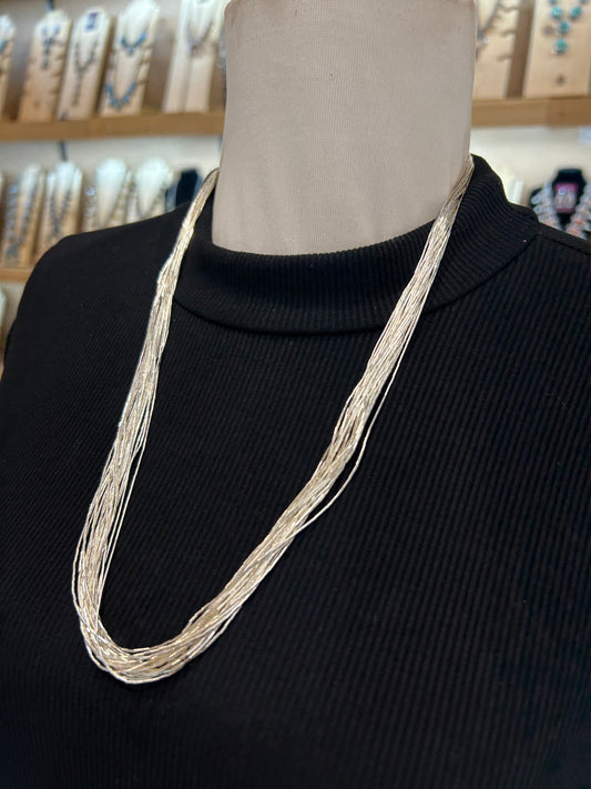 24" 20 Strand Liquid Silver Necklace