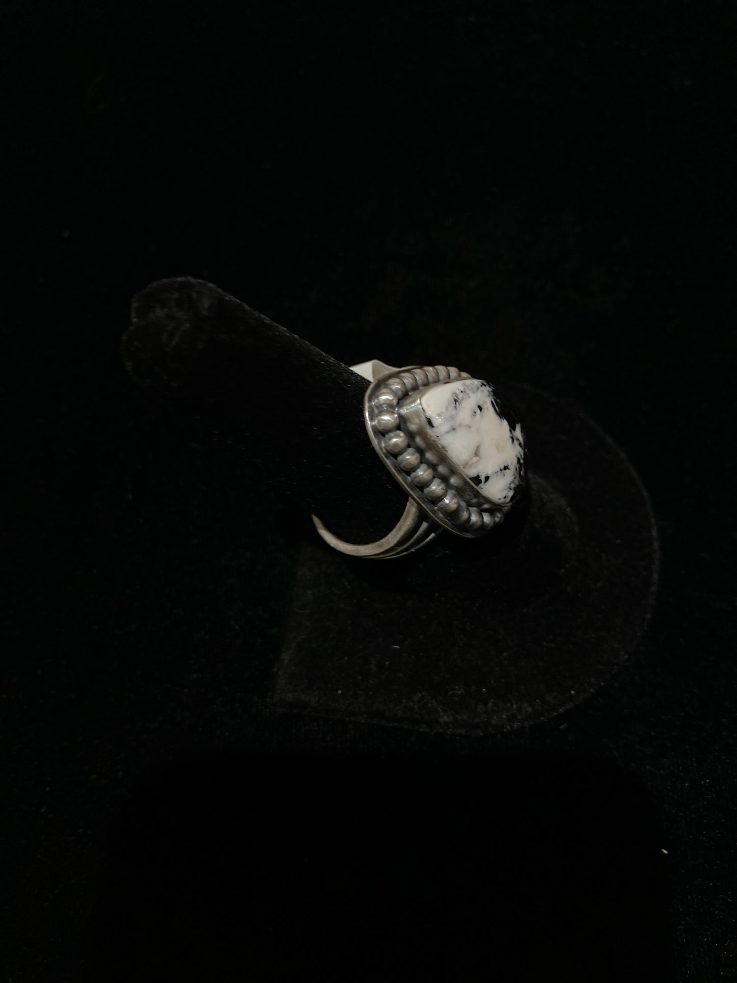 9.0 White Buffalo Teardrop Ring by TT, Navajo