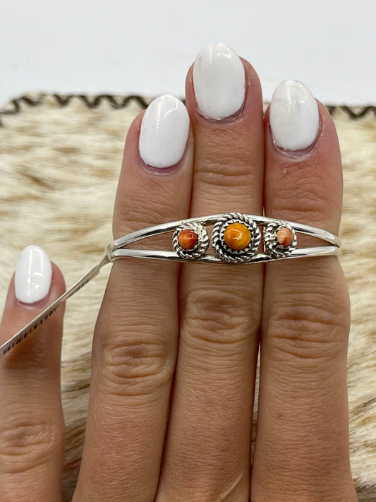 Orange Spiny Oyster Baby Bracelet by Judy Lincoln, Navajo