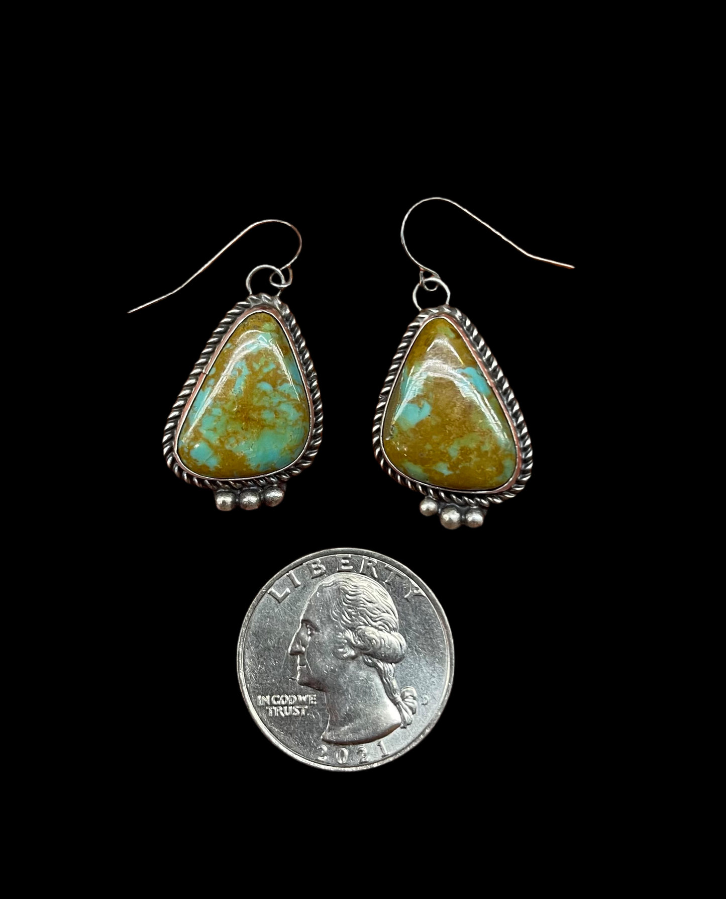 Kingman Turquoise Dangle Earrings by Judith Dixon, Navajo