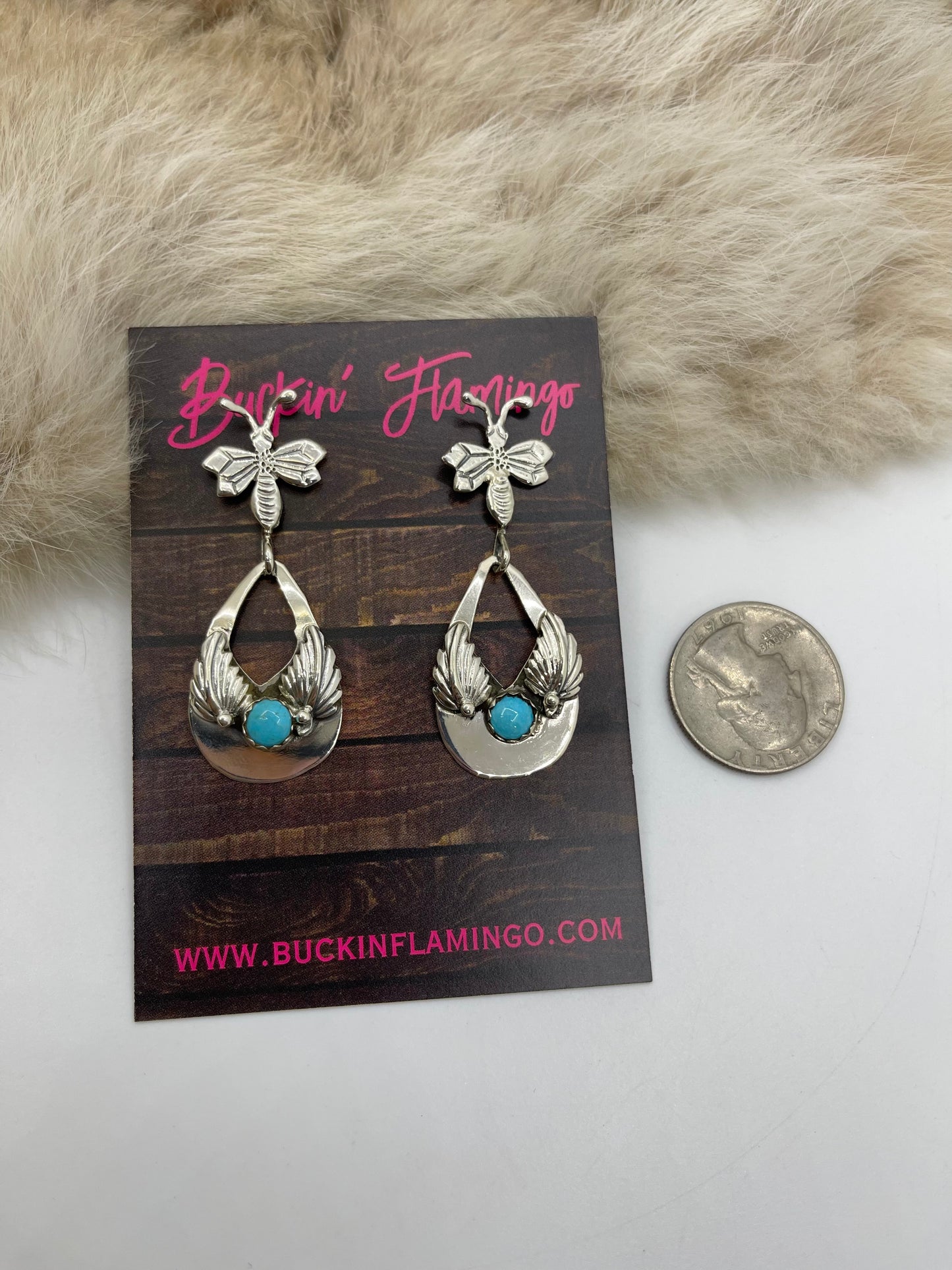 Bumblebee Post Teardrop Dangle Earrings by Phyllis A. Smith, Navajo