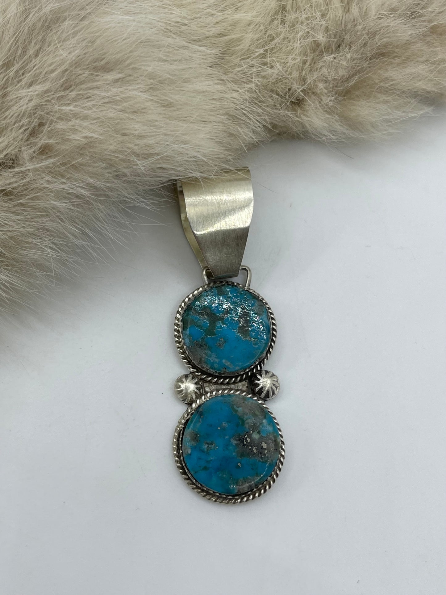 12 MM BAIL 2 STONE TURQUOISE PENDANT BY SELINA WARNER, NAVAJO