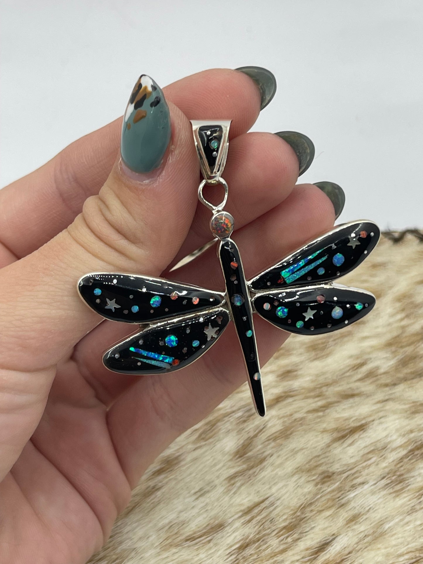 Inlay Galaxy Dragonfly Pendant with a 6.7mm Bale