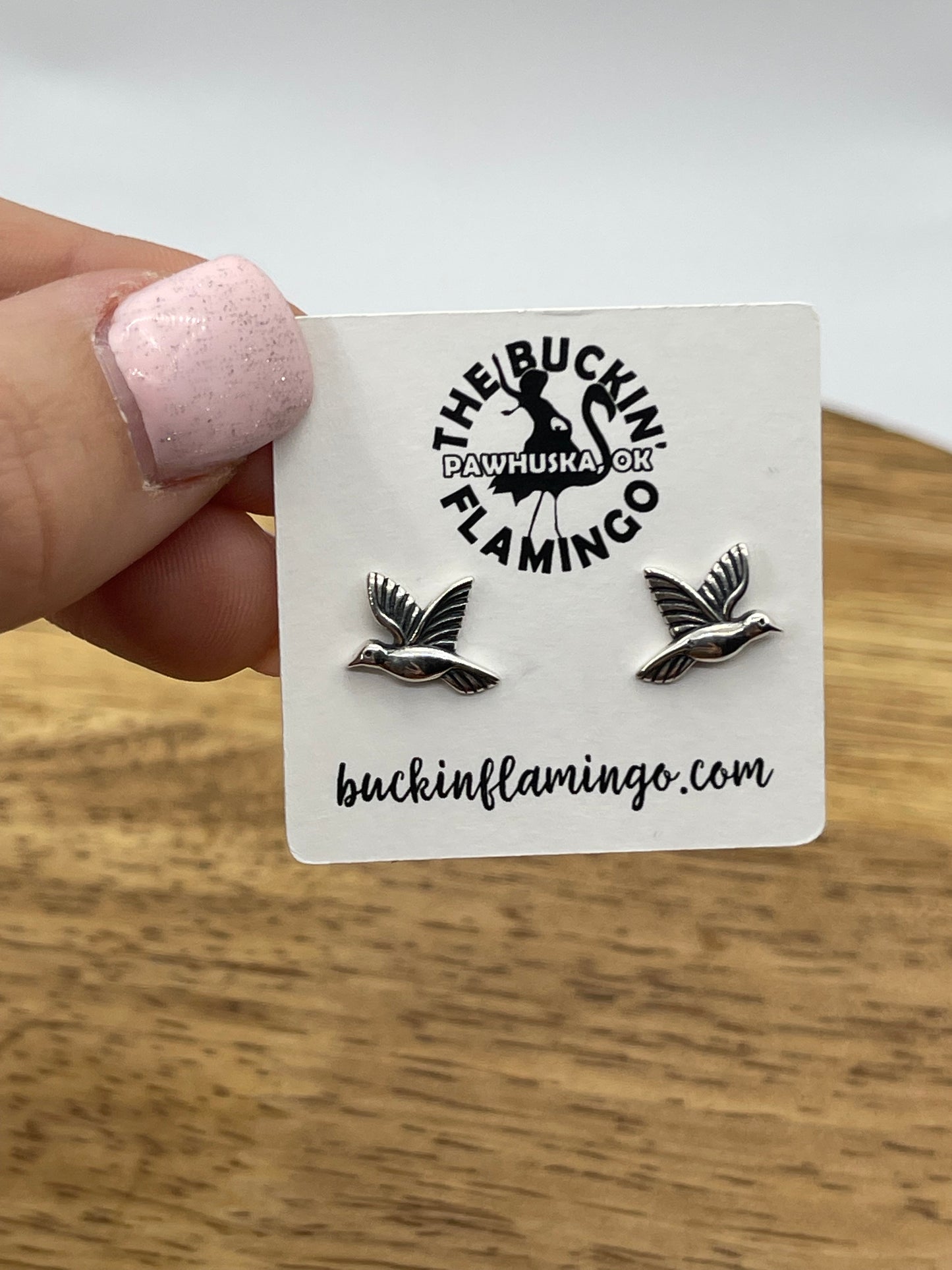 Silver Hummingbird Post Earrings