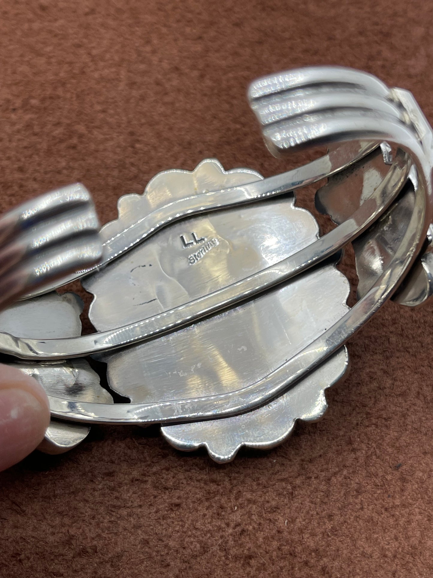 5 3/4"-7 1/4" Palomino Turquoise Cluster Cuff by Larson Lee, Navajo