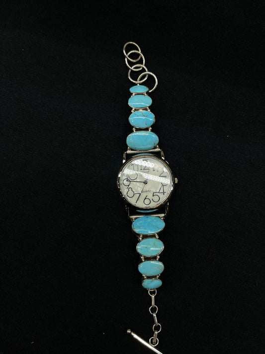 6"-7" 8 Stone Kingman Turquoise Watch Loyd Martinez, Navajo