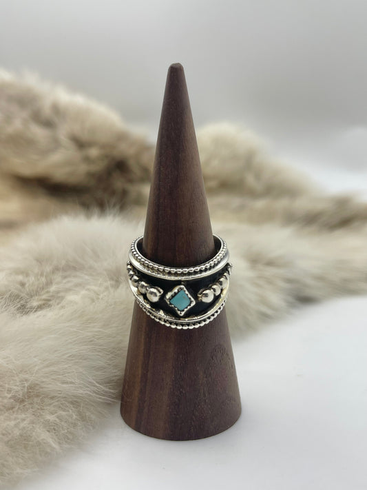 9.0 Sterling Silver with Turquoise Stone Ring
