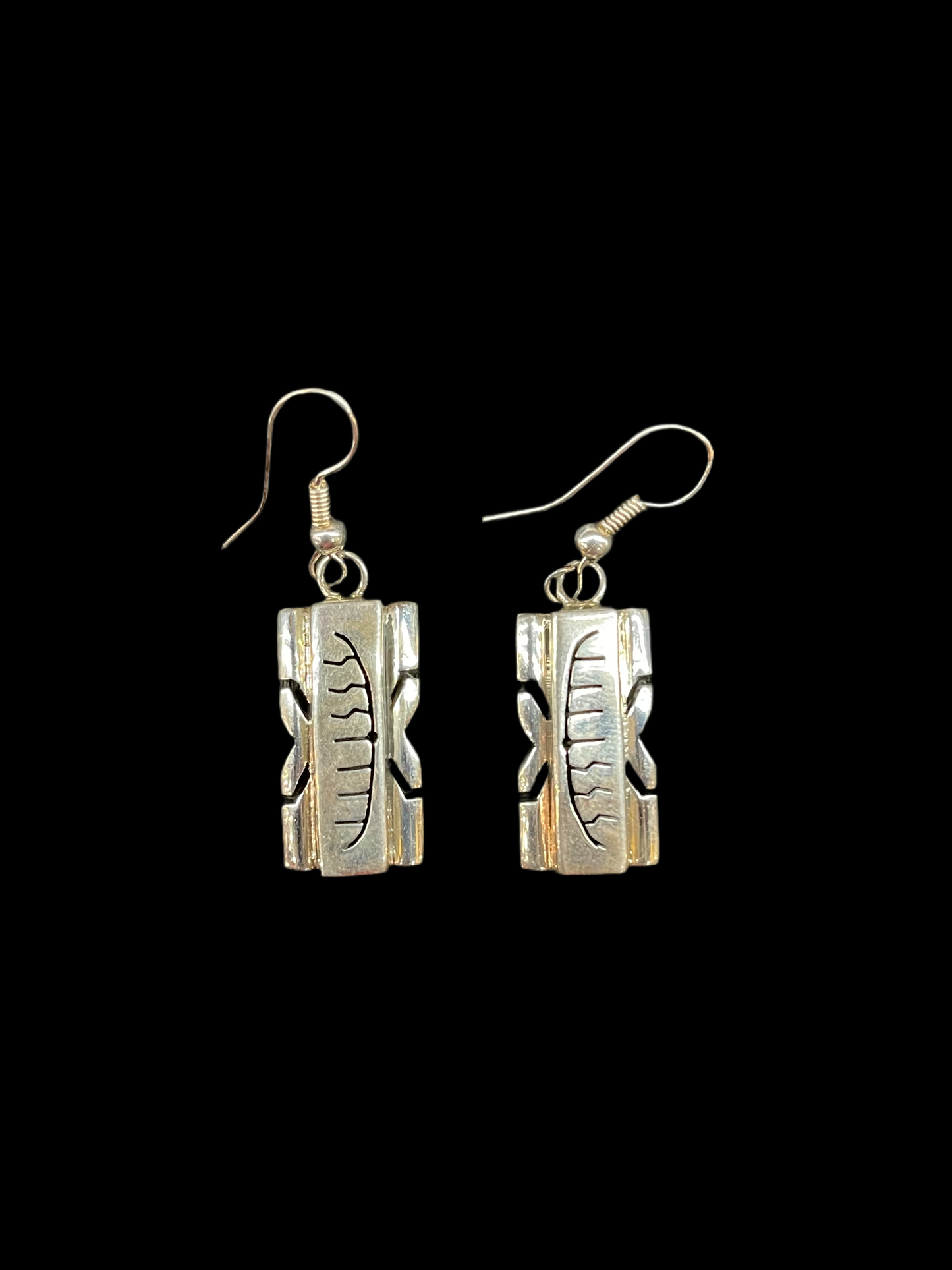 Stamped Sterling Silver Bar Dangle Earrings