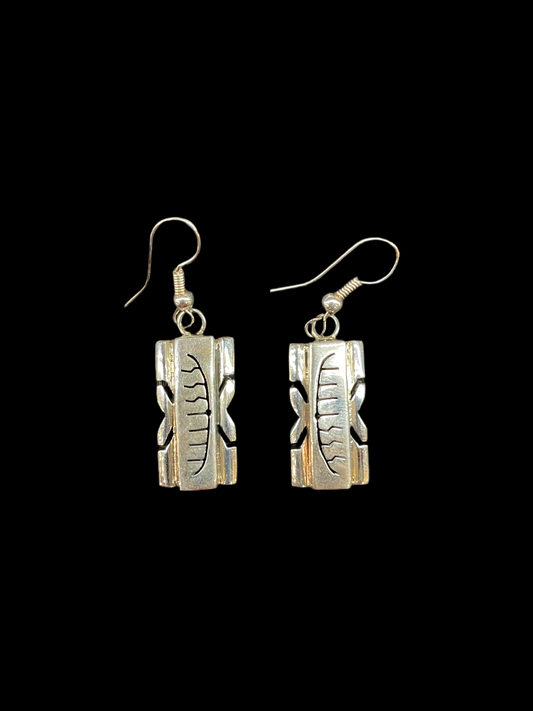 Stamped Sterling Silver Bar Dangle Earrings