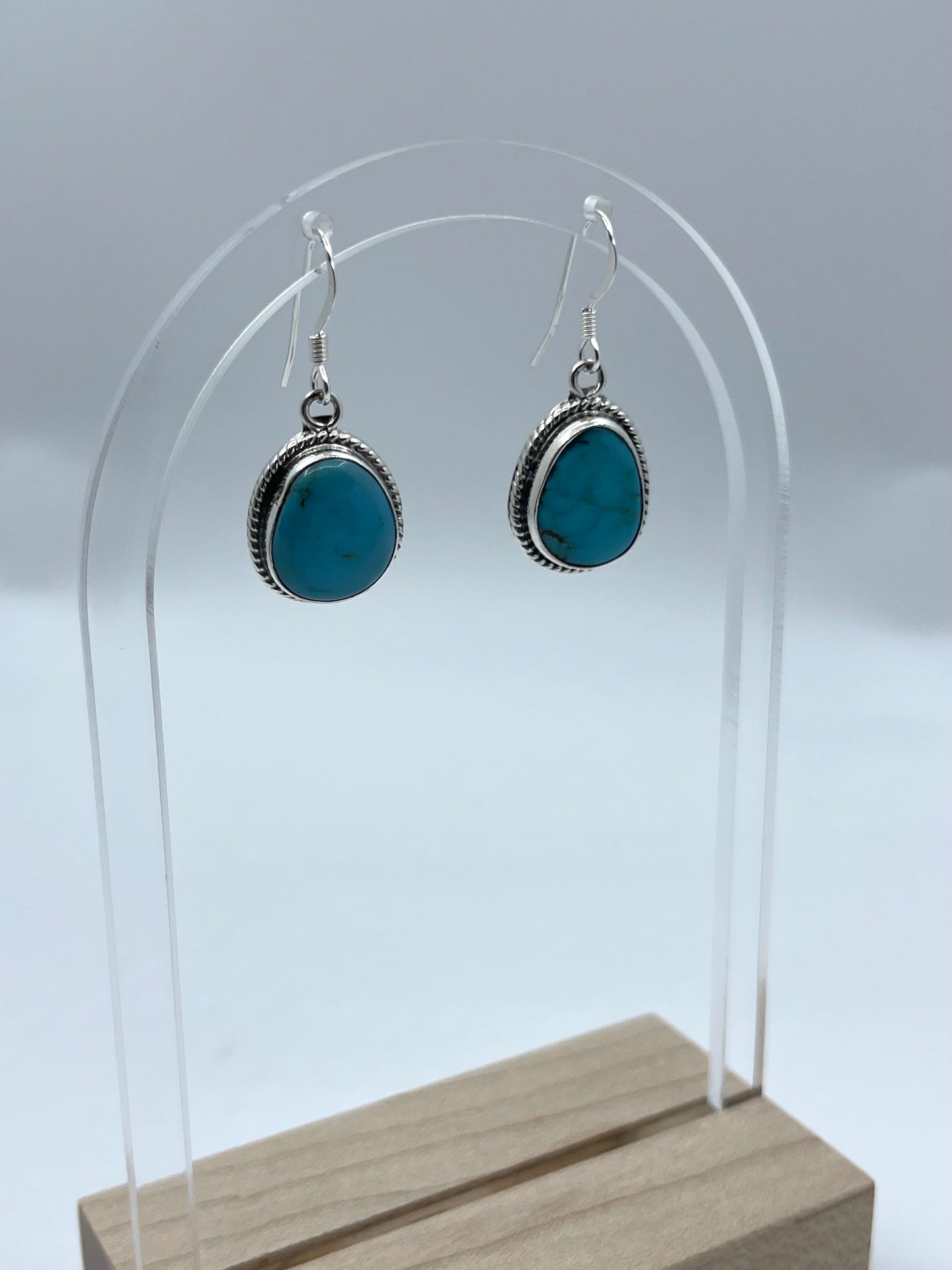 Kingman Turquoise Dangle Earrings by Sharon McCarthy, Navajo