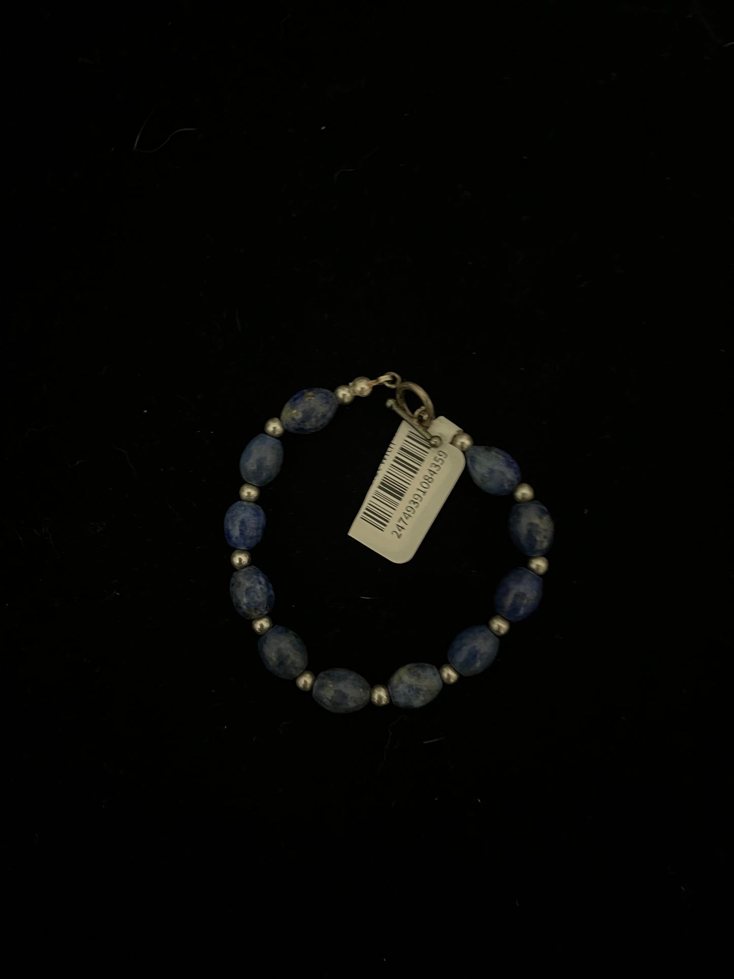 6 1/2" Lapis Bracelet with Sterling Silver Pearls