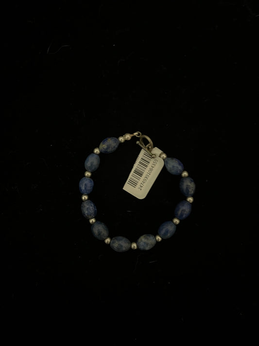 6 1/2" Lapis Bracelet with Sterling Silver Pearls