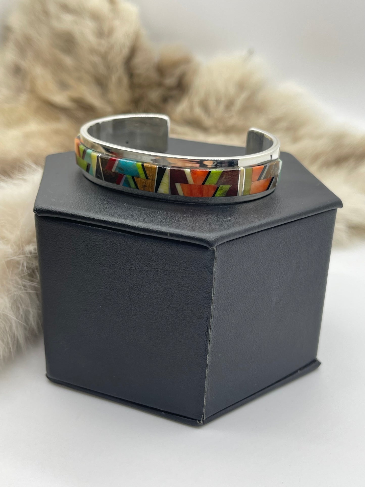 6.5" Inlay Cuff by Marie Jackson, Navajo