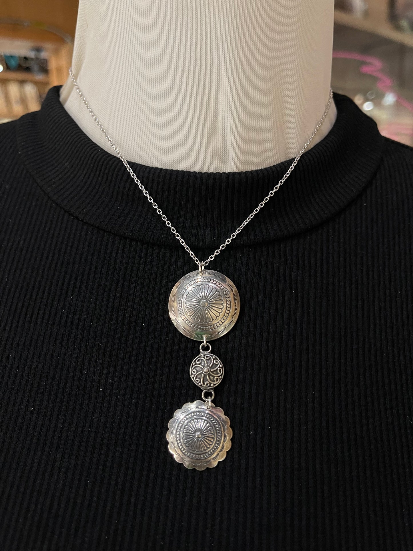 16" Triple Concho Dangle Necklace