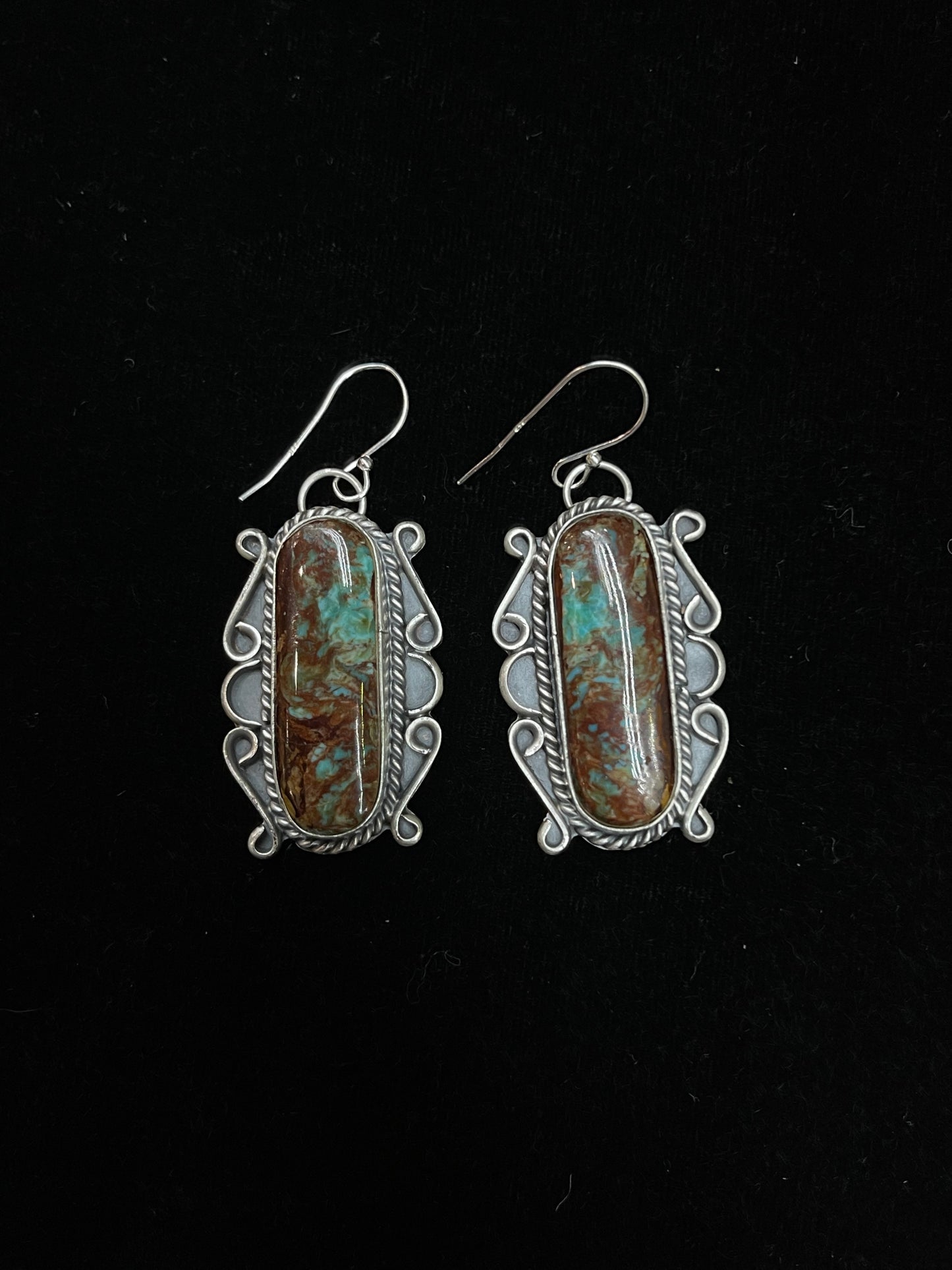 Thunderbird Turquoise Dangle Earrings by Terrell Nez SR., Navajo