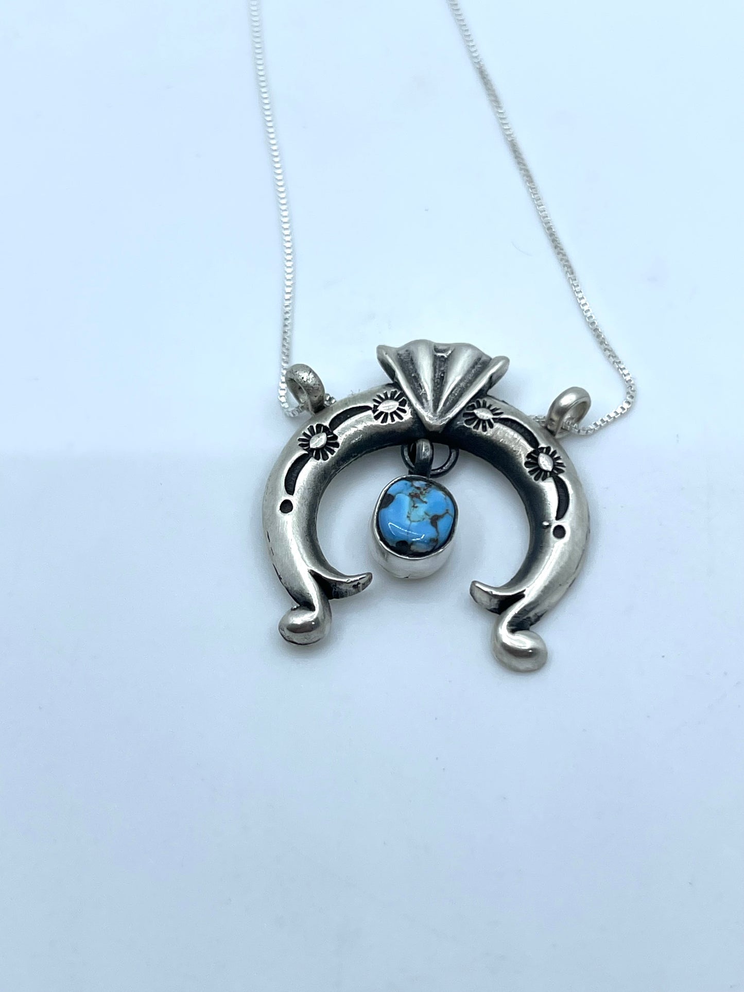17" Golden Hills Turquoise Naja Necklace by Gary Shorty, Navajo