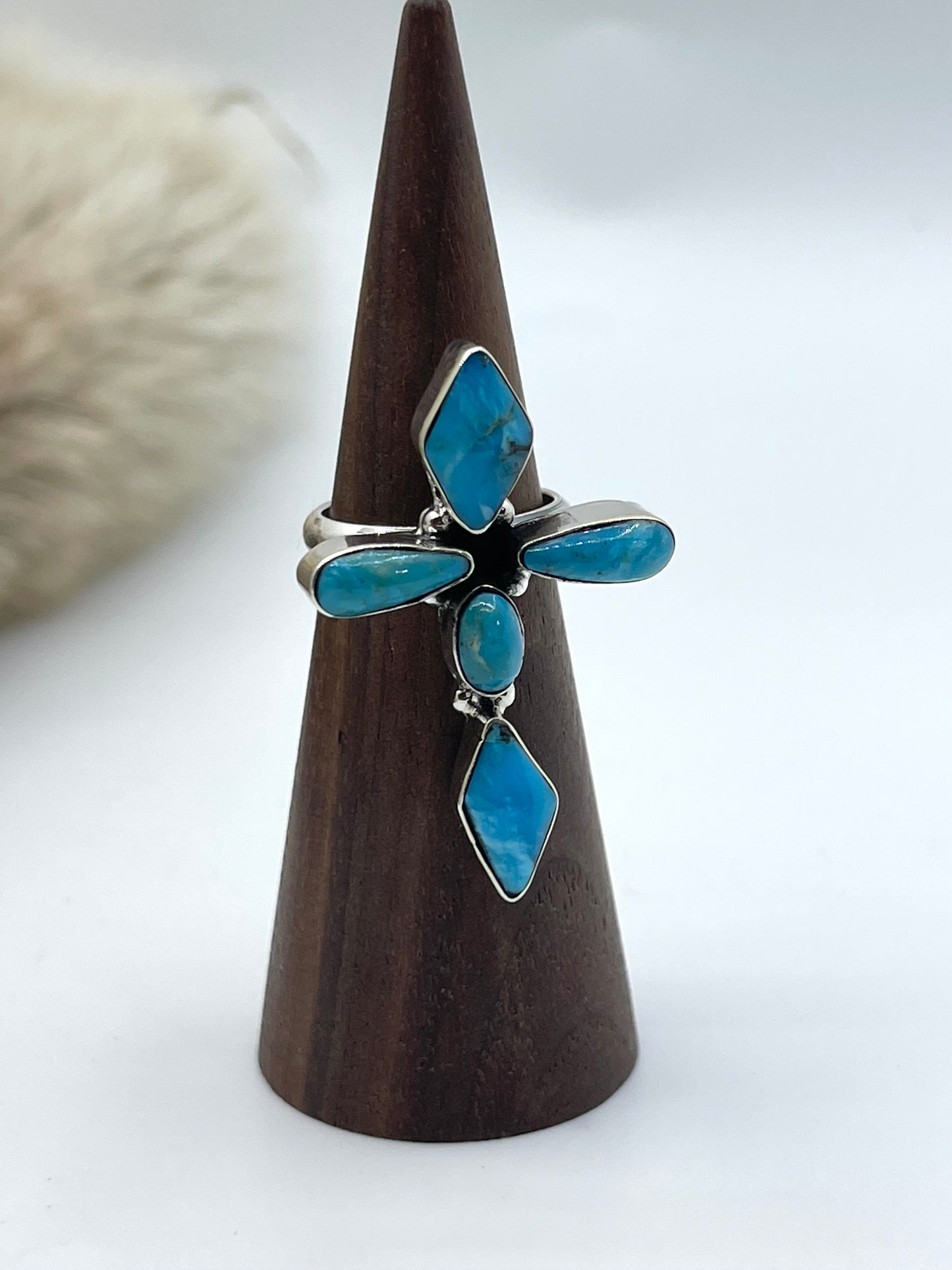 6.0 Cross Turquoise Ring by Harold