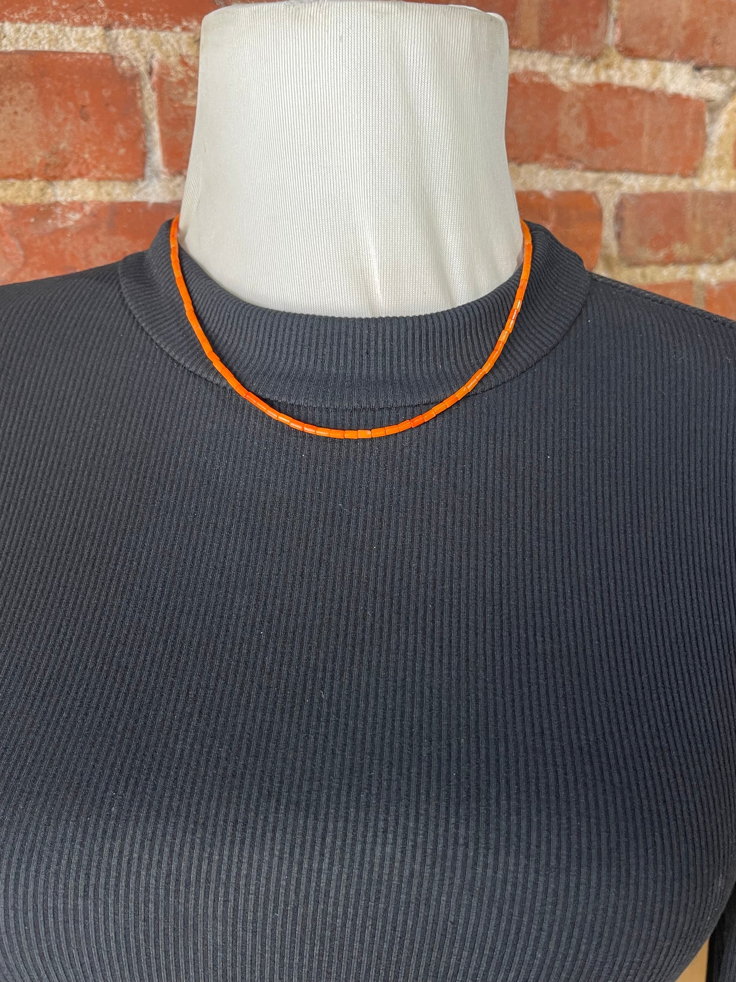 16" Orange Coral Beaded Necklace