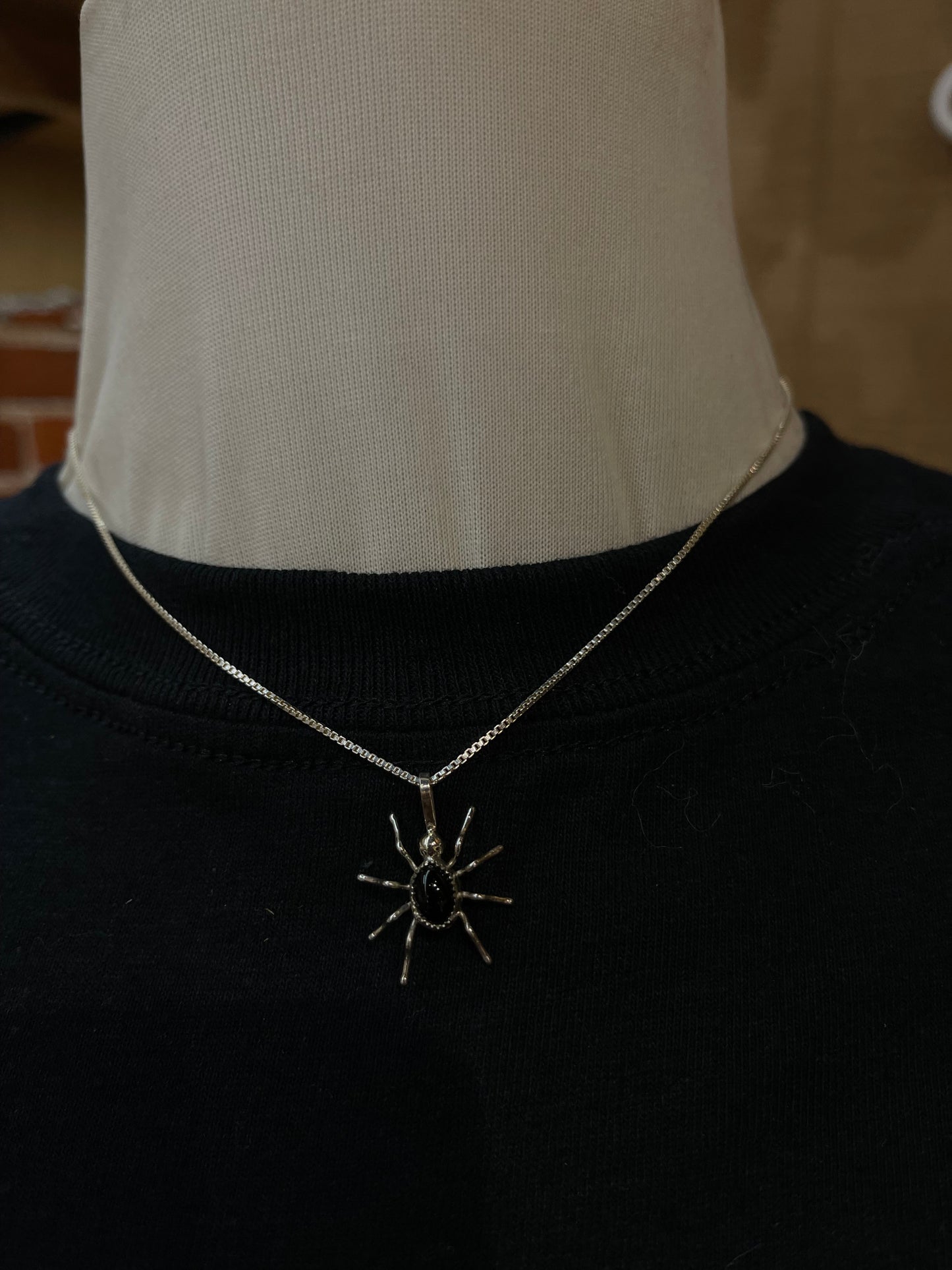 18" Black Spider Necklace by Anne Spencer, Navajo