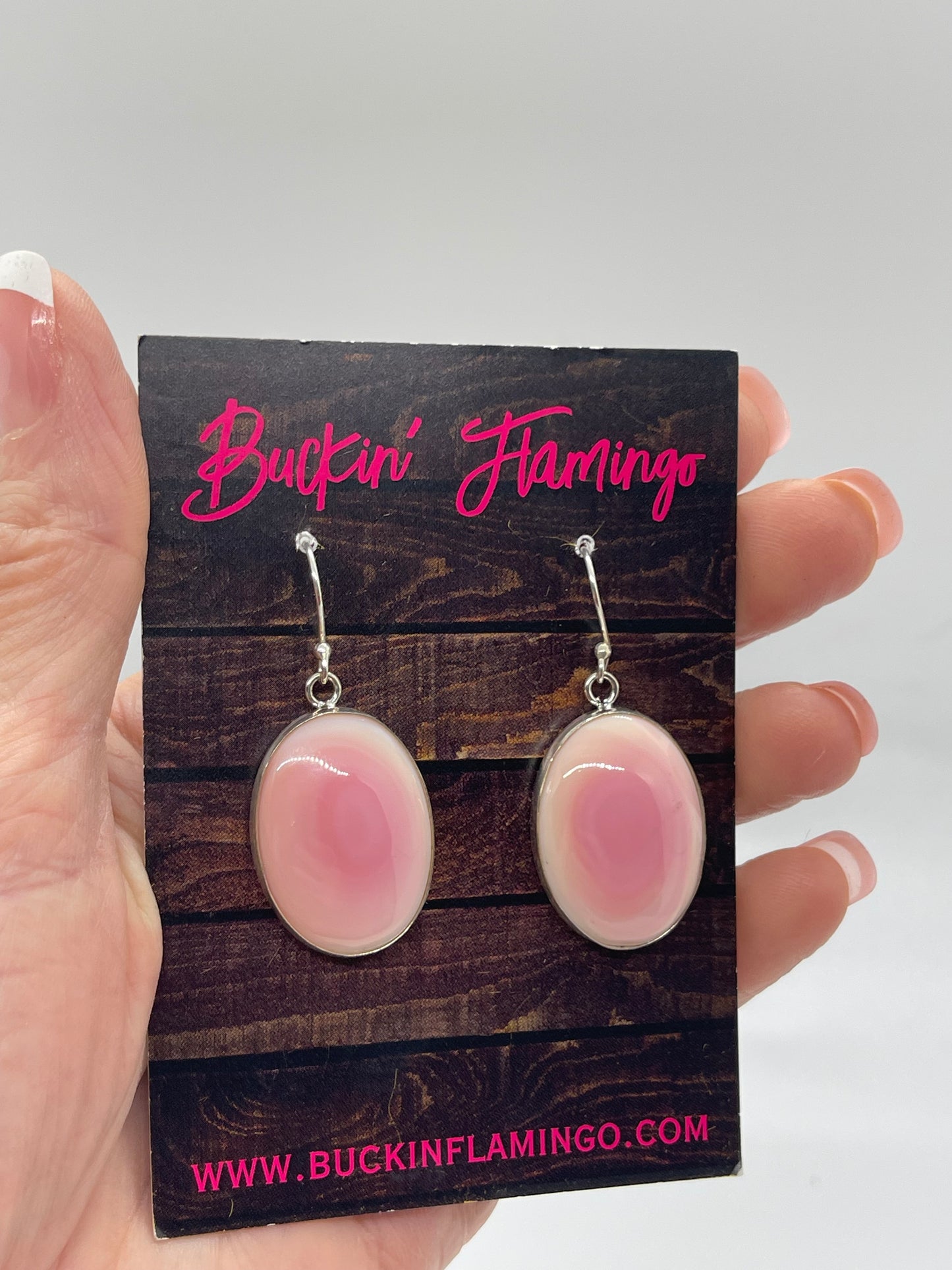 Pink Conch Shell Dangle Oval Earrings