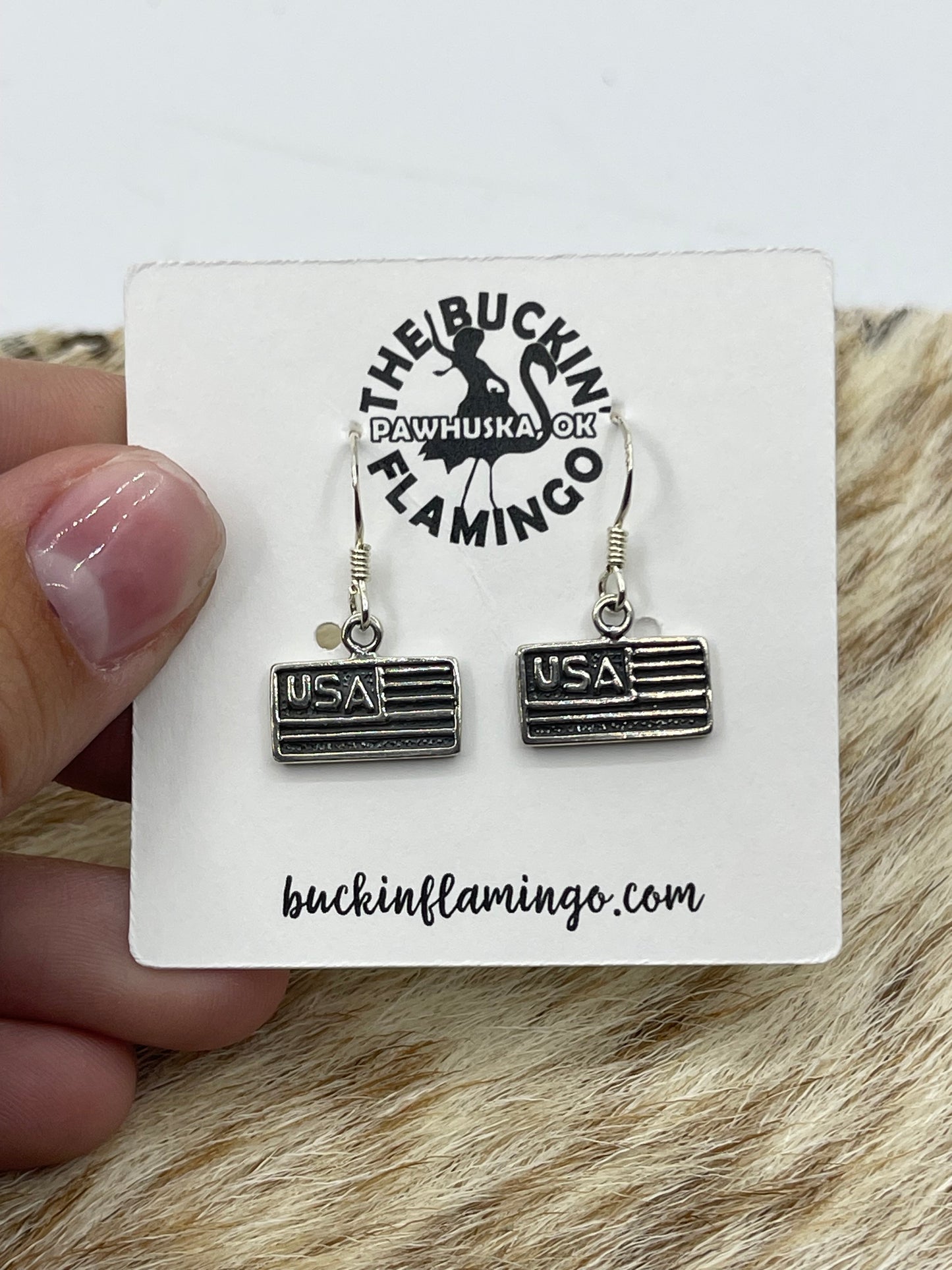 American Flag Dangle Earrings