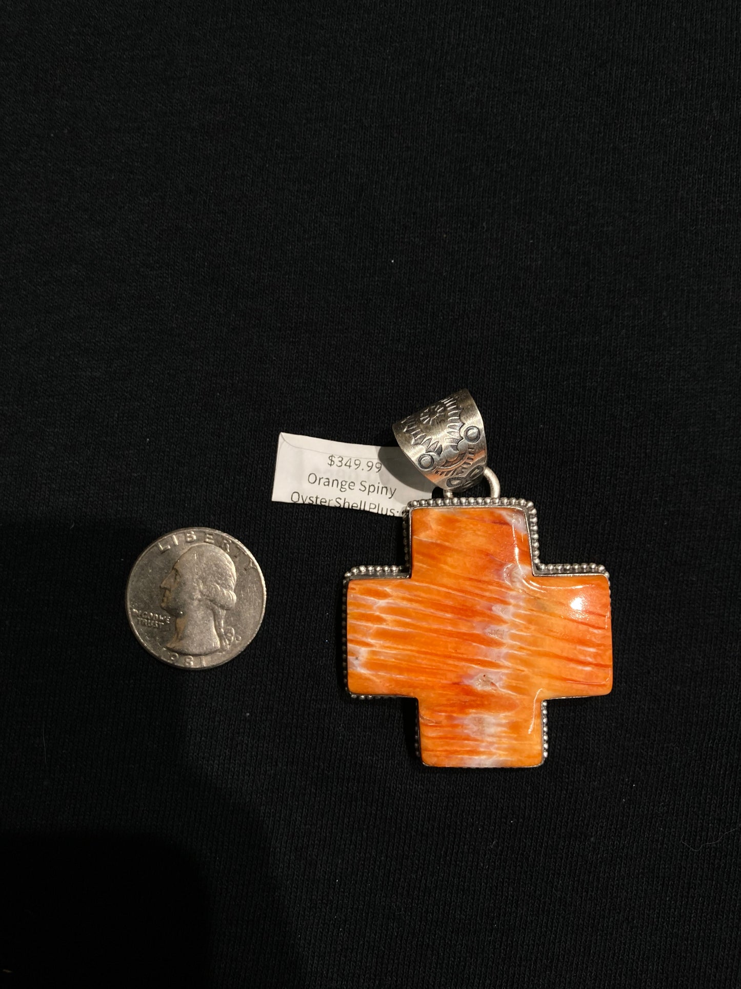 Orange Spiny Oyster Shell Plus Pendant with a 9mm Bale by Boyd Ashley, Navajo