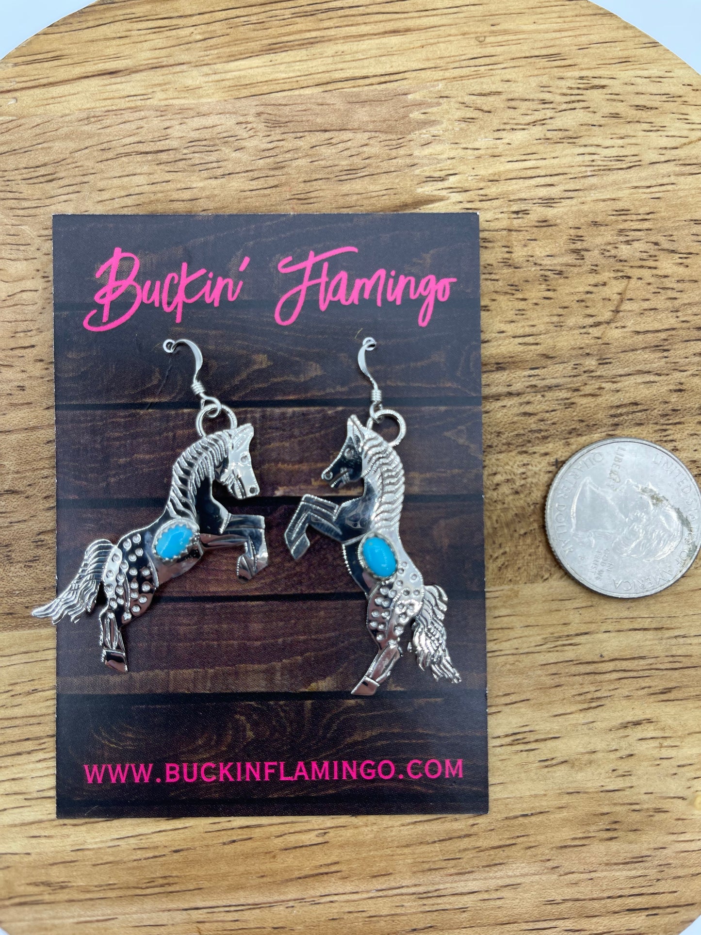 Appaloosa Horse Earrings with Turquoise by Louise Yazzie, Navajo