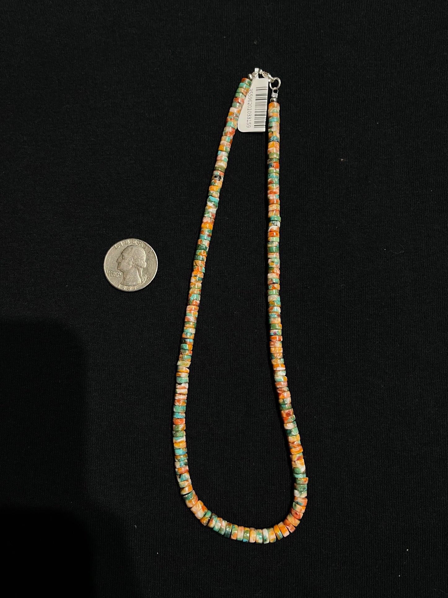 16" Spiny Turquoise Heishi Bead Necklace