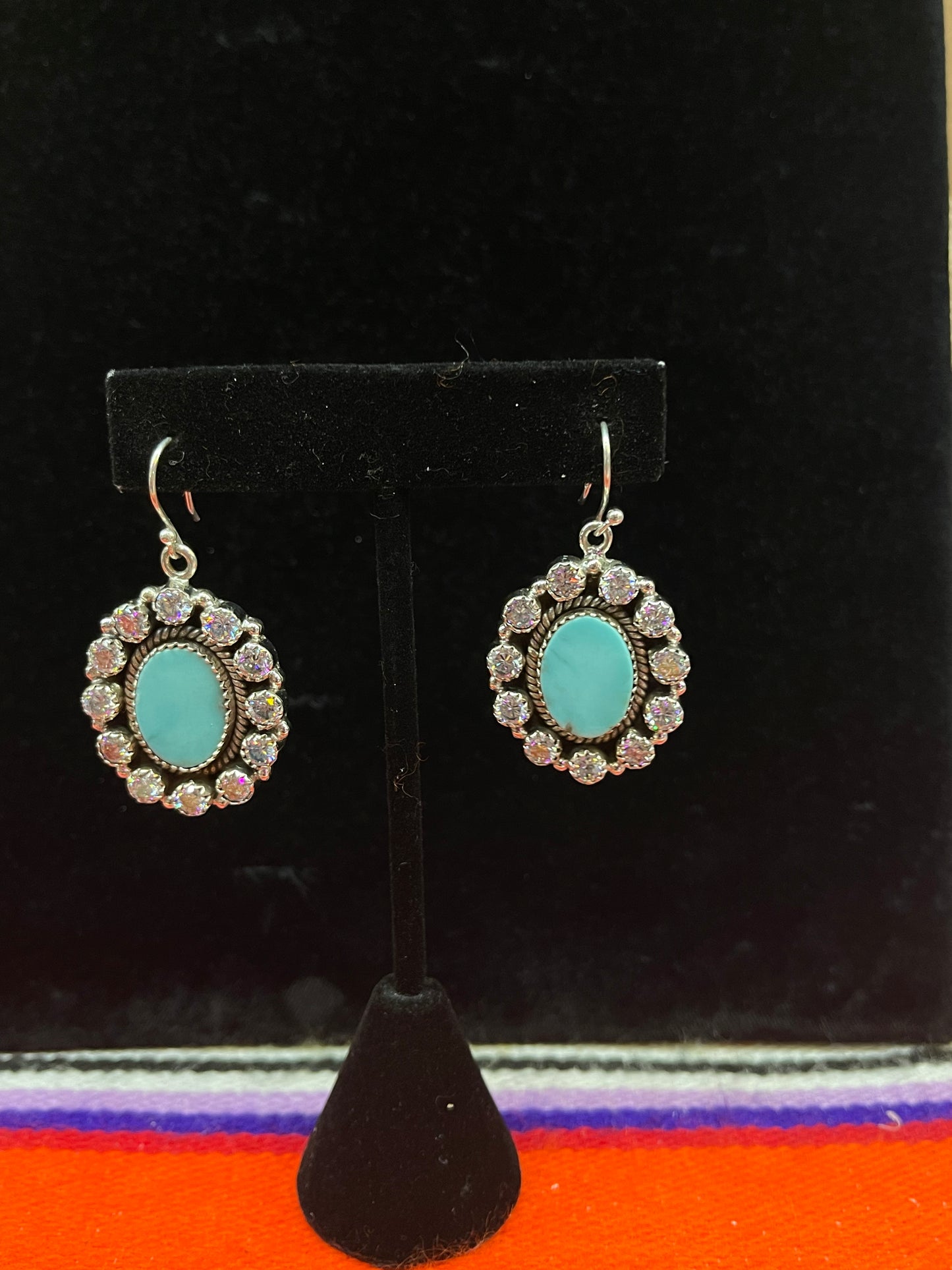 Turquoise and CZ Earrings