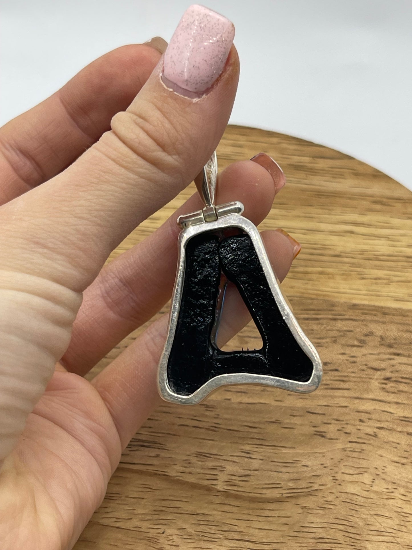 Dichroic Glass Pendant with an Open Back