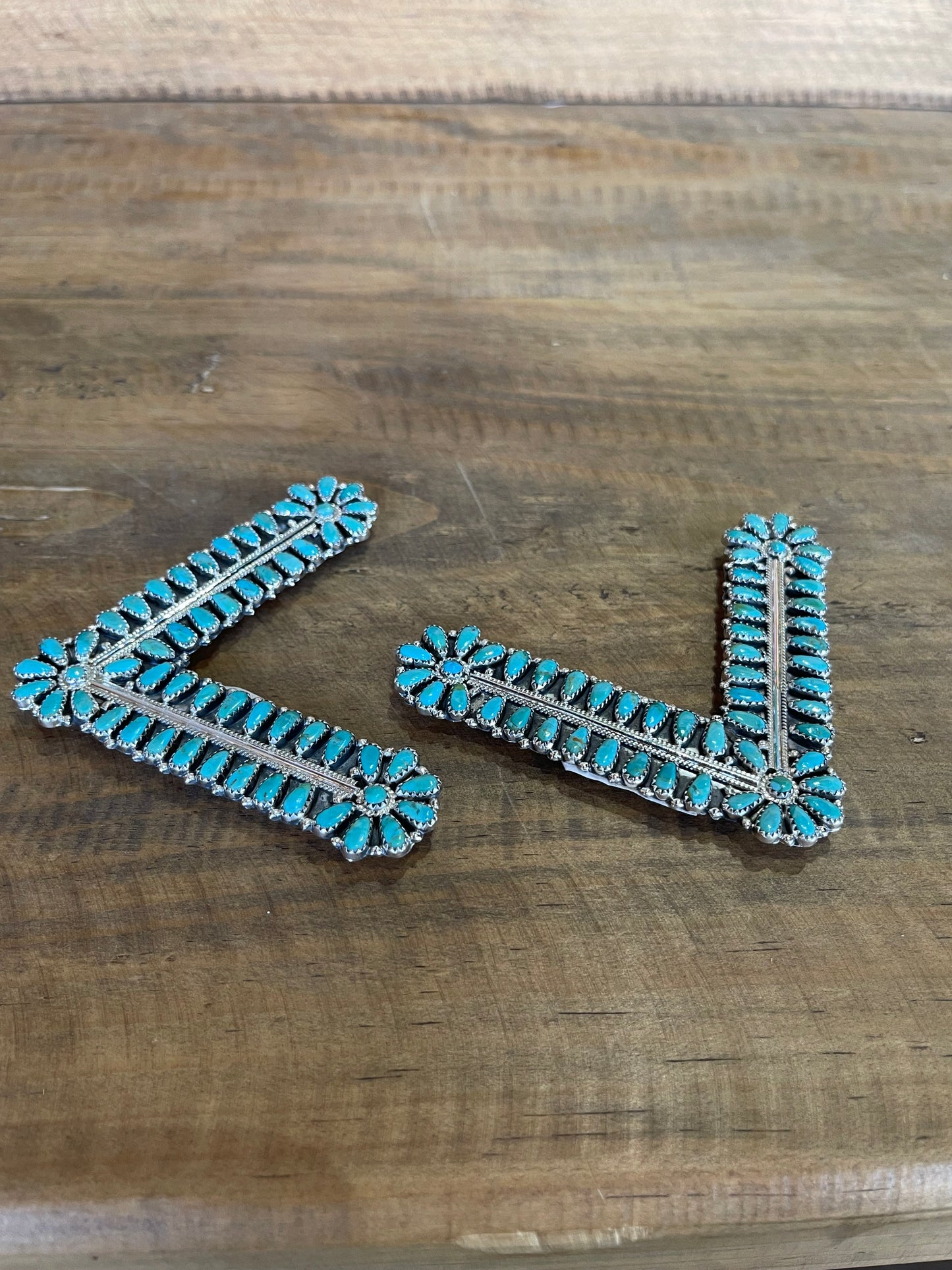 LOT 2 1/4 Multiple Stone Kingman Turquoise Collar Tips by Zeita Begay, Navajo