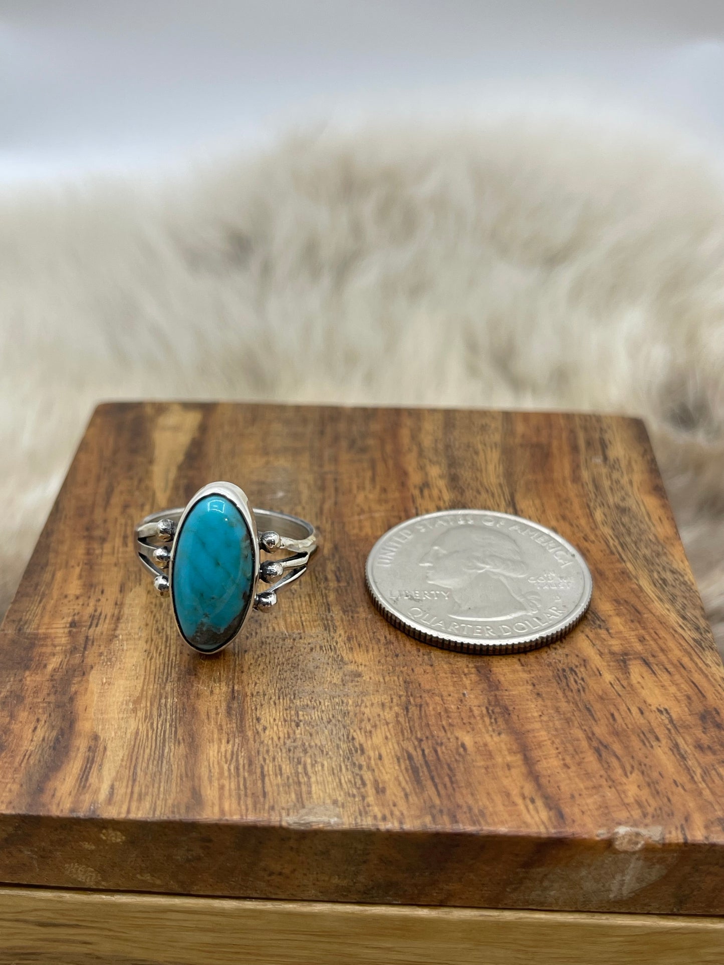 6.0 Oval Turquoise Ring By Jerryson Henio, Navajo