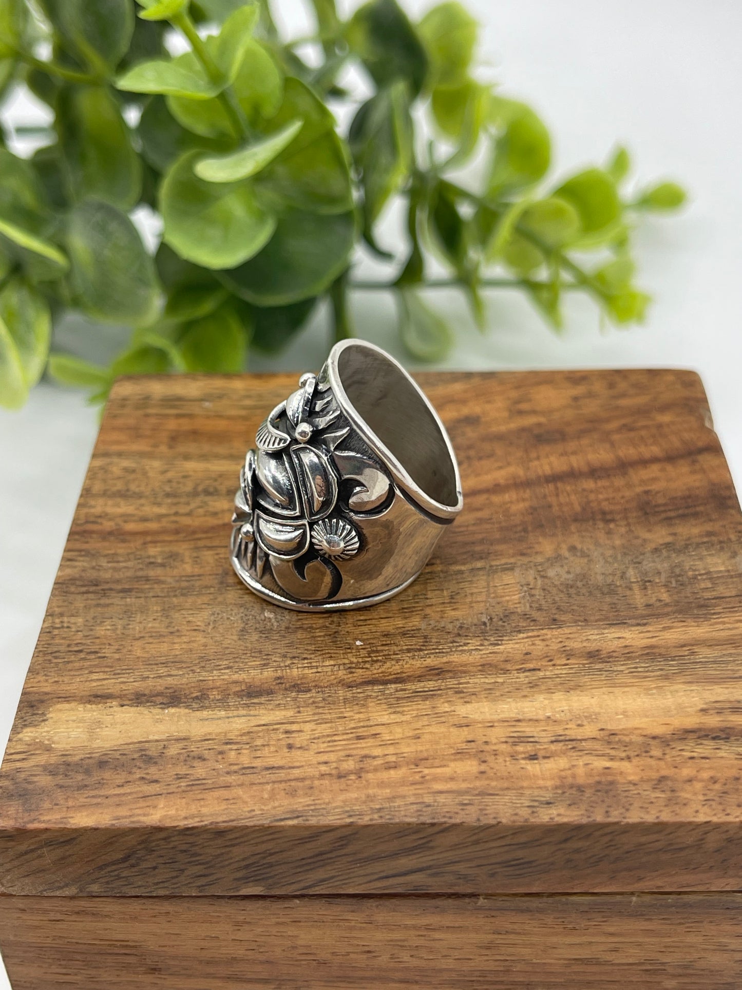 7.0 Wide Silver Band Ring by Derrick Gordon, Navajo