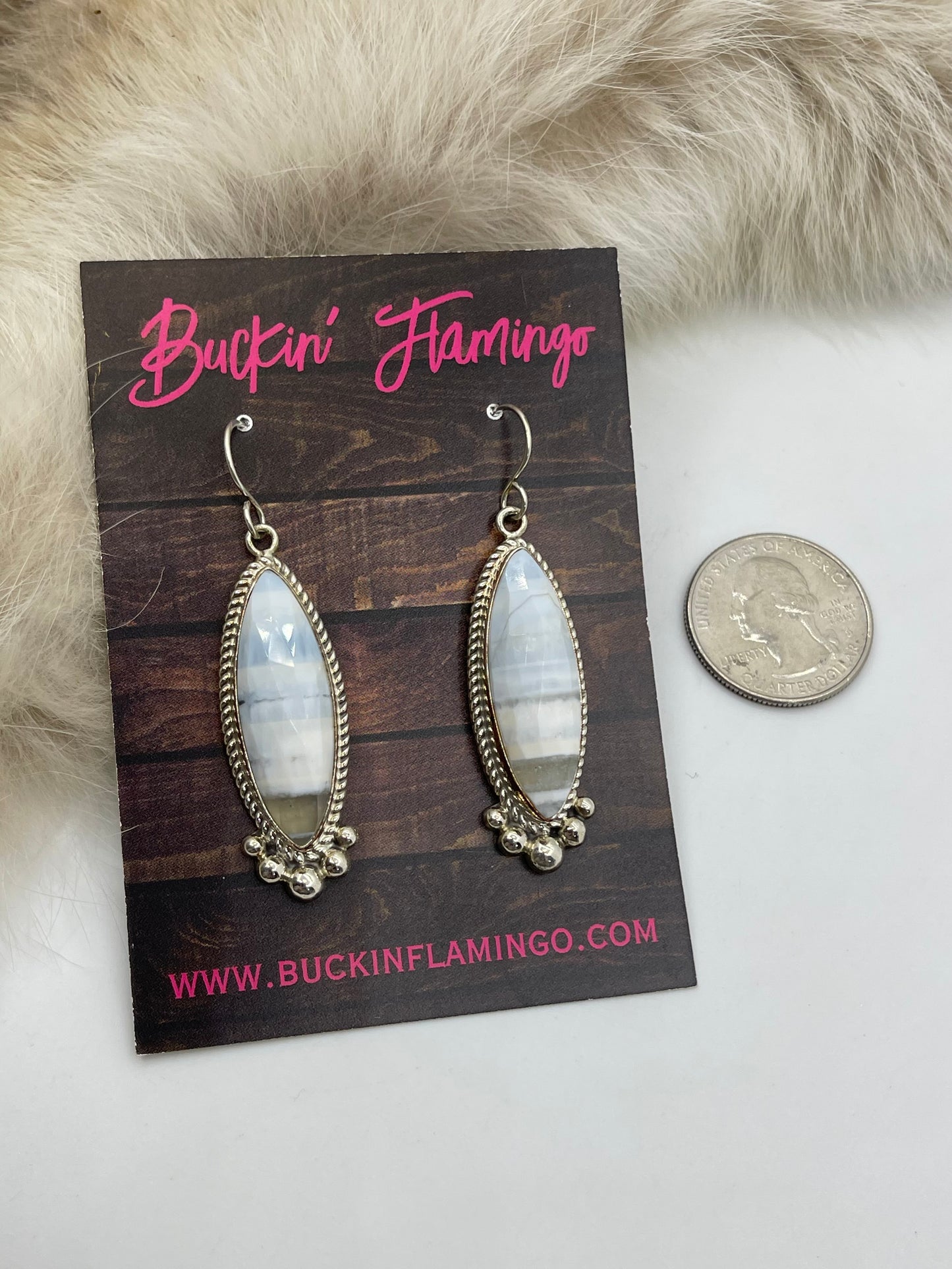 Botswana Blue Agate Earrings by Shirley Henry, Navajo