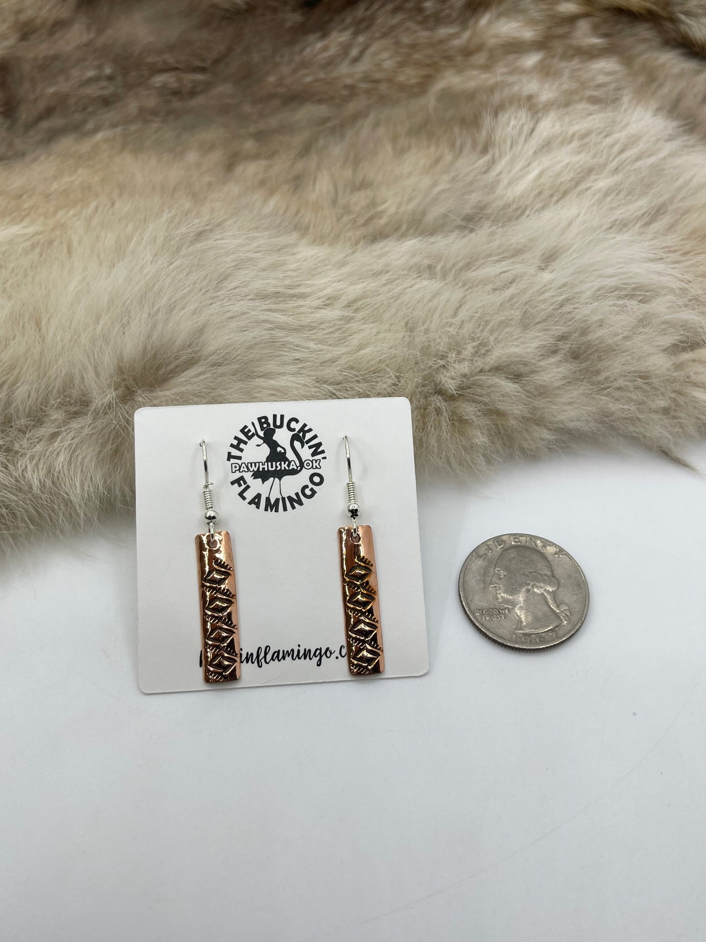 Copper Straight Dangle Rectangle by Felicia Etsitty, Navajo