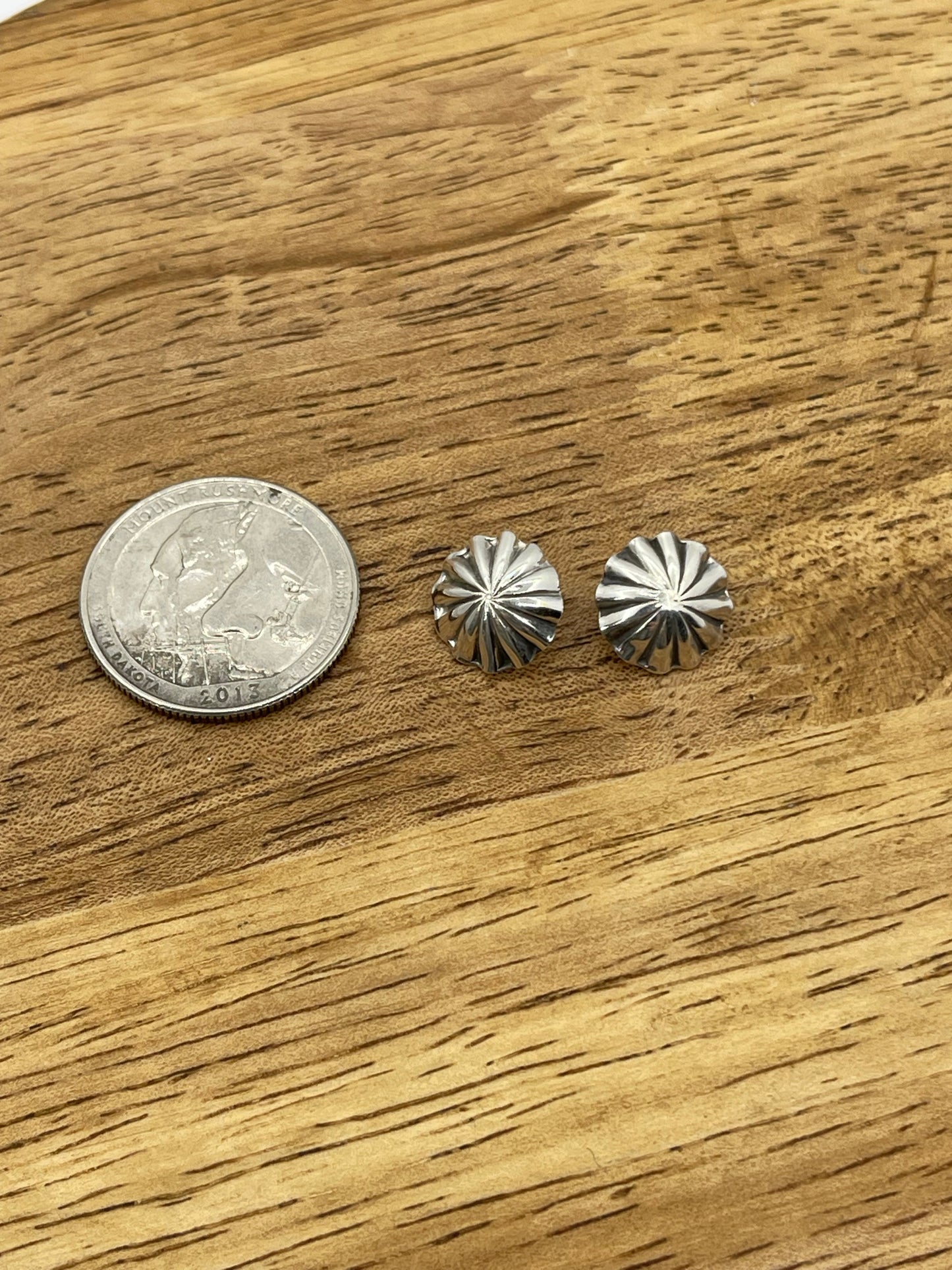 Set of 2 Sterling Silver Concho Buttons by Sally Shurley, Navajo