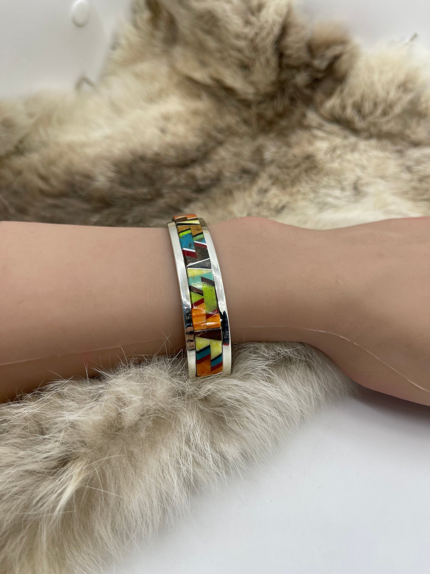 6.5" Inlay Cuff by Marie Jackson, Navajo