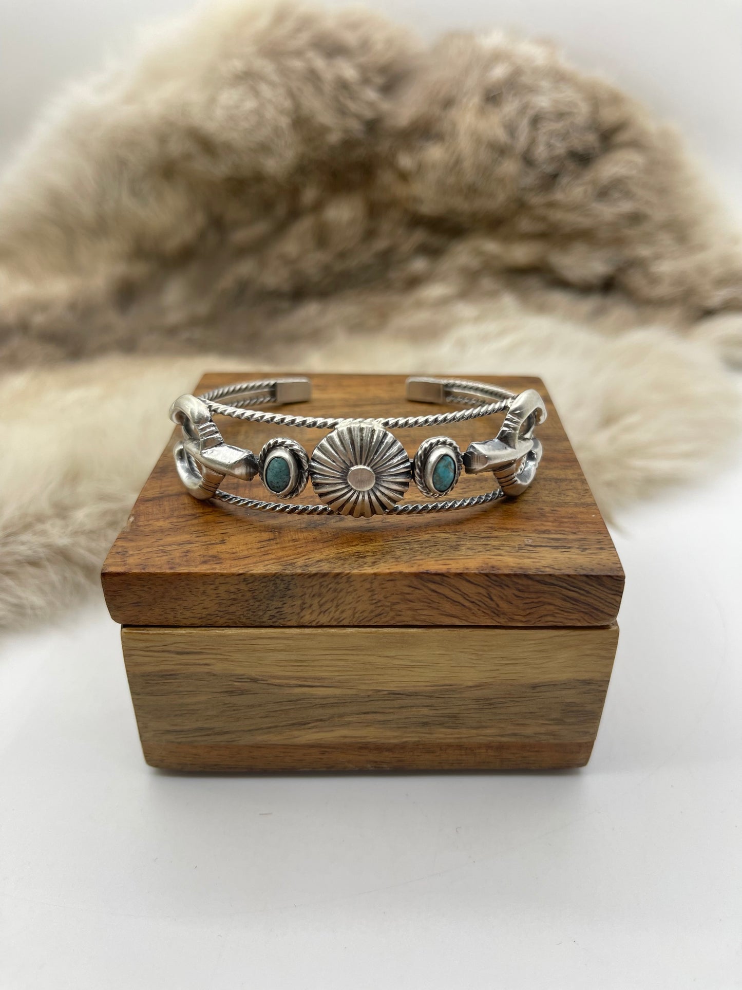 6”-7” Cuff with Naja & Concho & Turquoise by Bobby Platero, Navajo