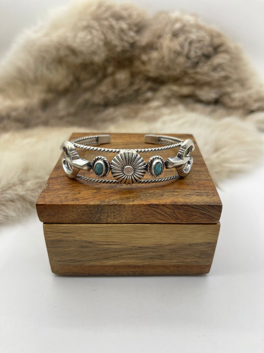 6”-7” Cuff with Naja & Concho & Turquoise by Bobby Platero, Navajo