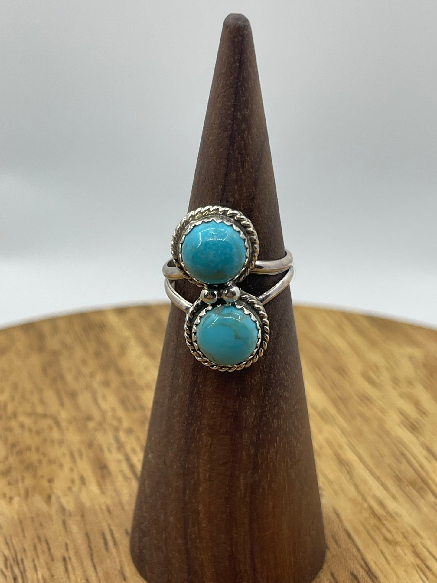 6.0 2 Stone Turquoise Ring, Navajo Made