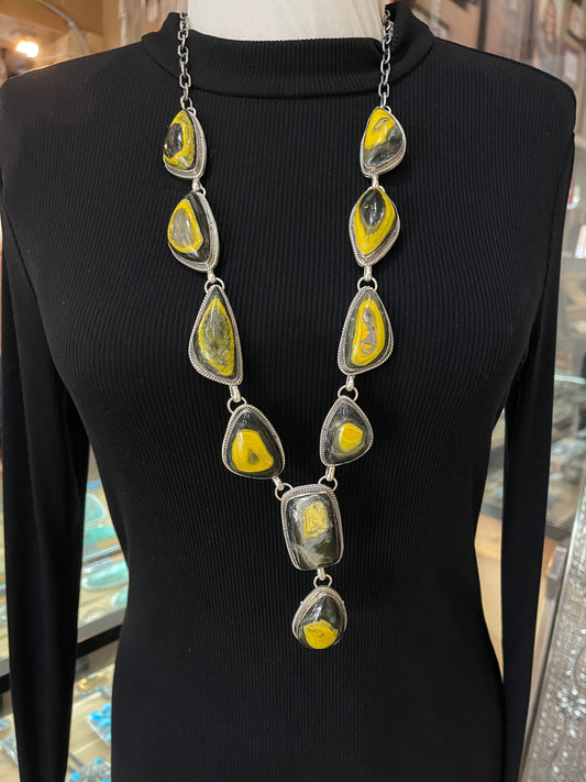 34"+3 1/2" Drop Bumblebee Jasper Lariat by Terrell Nez, Sr. Navajo